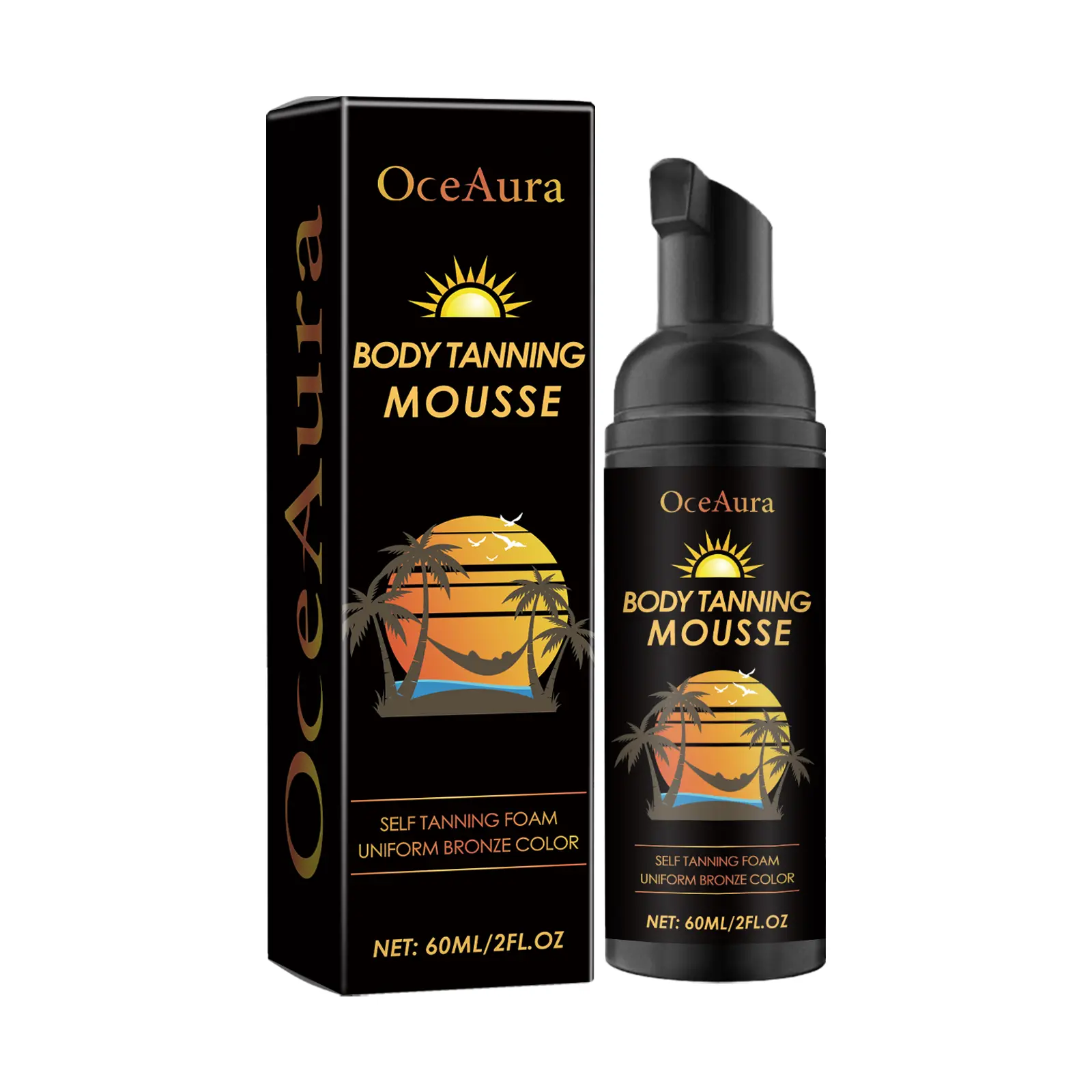 OceAura Self Tanning Mousse, Hydrating Moisturizing Bronzing Foam, Creates Natural Medium Bronze Skin Tone for Summer Beach