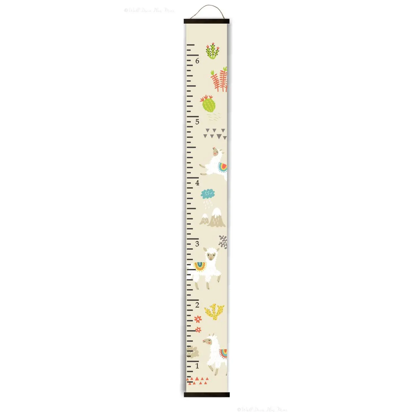 Llama Growth Chart Canvas Print Kids Wall Art Height Ruler 6ft