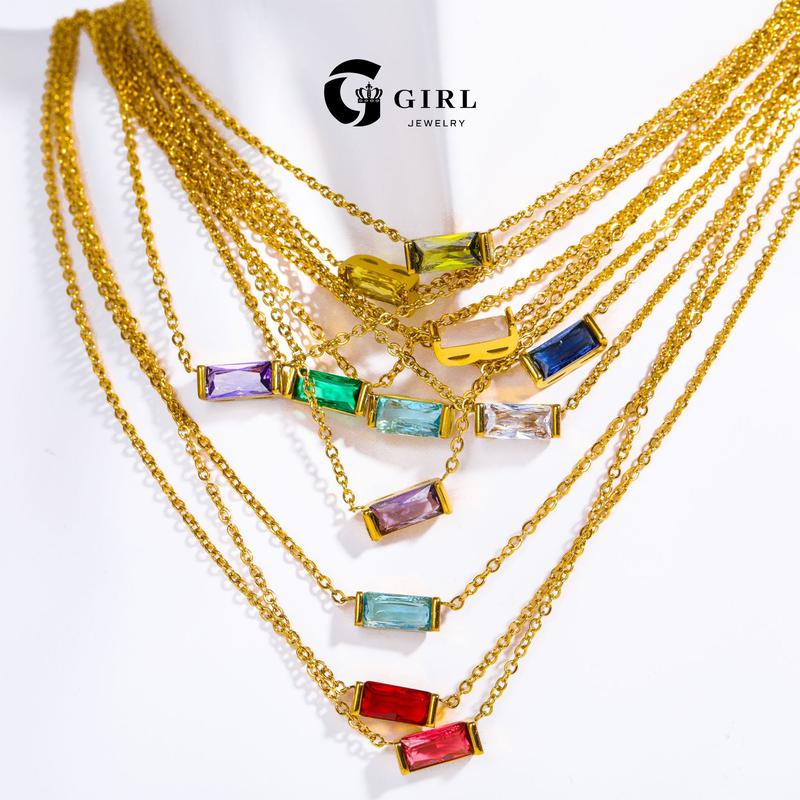 GGIRL Birthstone Necklace Minimalist - Dainty Baguette Charm 18K Gold Plated Necklace Gemstone Jewelry - Fashion Jewelry Gift for Holiday Haul Christmas Birthdays Anniversaries Personalized Gift for Her GGIRL Birthstone Necklace Minimalist - Dainty Baguette Charm 18K Gold Plated Necklace Gemstone Jewelry - Fashion Jewelry Gift for Holiday Haul Christmas Birthdays Anniversaries Personalized Gift for Her