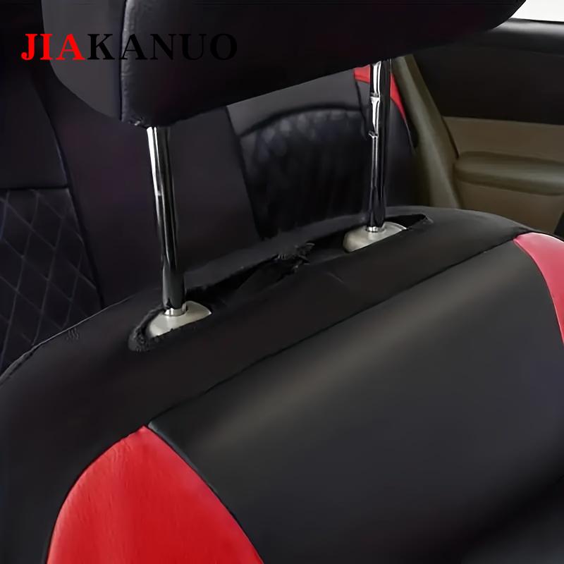 JIAKANUO Universal Car Seat Covers Set PU Leather for 2/5 Seats, Full Protection for Car Front & Rear Seats, Waterproof & Anti-Scratch, Fit Most Cars SUVs Vans Trucks, Automotive Seat Protectors, Airbag Compatible, Car Interior Accessories