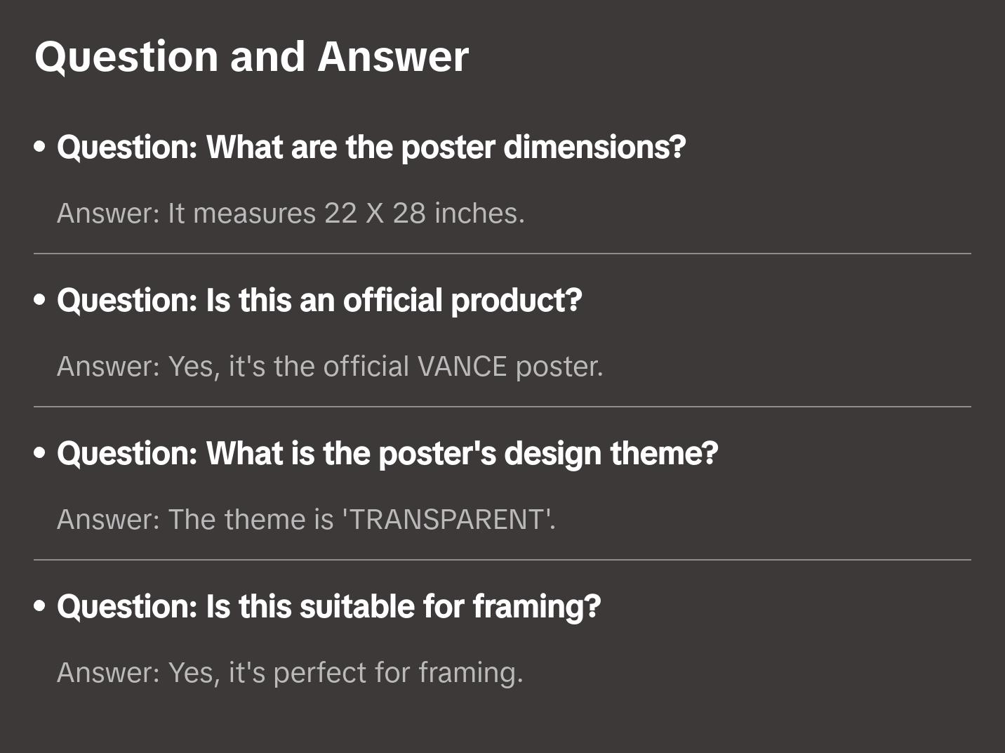 Vance Exhibition Poster