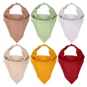 Unique Bargains 6pcs Non Slip Triangle Hair Scarf Bandanas for Women and Girls, Khaki, Pink, Wine Red, Yellow, Gray, Green