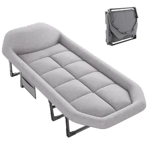 Camping Cot for Adults, 6 Angle Adjustable Folding Camping Bed with Mattress, Foldable Camping Bed for Camp, Office, Outdoor, Lightweight Camping Cot Supports 450 lbs