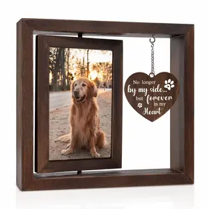 Dog Memorial Picture Frame - Rotating Wooden Frame for 4x6 Photo - Loss of Dog Sympathy Gift - Cat Pet Bereavement Remembrance Frame