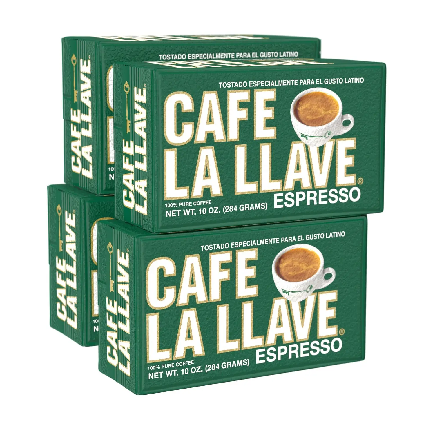 Cafe La Llave Dark Roast Ground Espresso Coffee, 10 oz Bricks (Pack of 4) – Cuban Style, Bold & Rich Flavor, for Espresso, Moka Pot & Drip