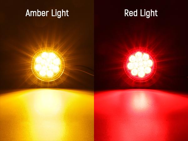 Partsam 20Pcs 2.5 inch Round 13LED Side Marker Clearance Lights with Pigtail and Grommets for Trailer RV Semi-trucks Flatbeds (10 Amber + 10 Red)