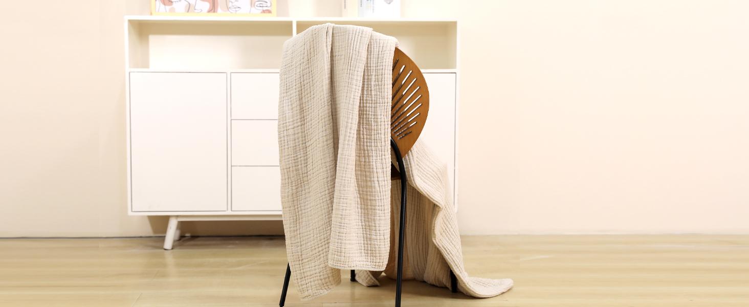 Yoofoss Throw Blanket 100% Natural Muslin Cotton Soft and Comfortable for Home Decor