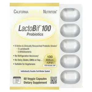 California Gold Nutrition LactoBif® 100 Probiotics, 100 Billion CFU, 60 Veggie Capsules