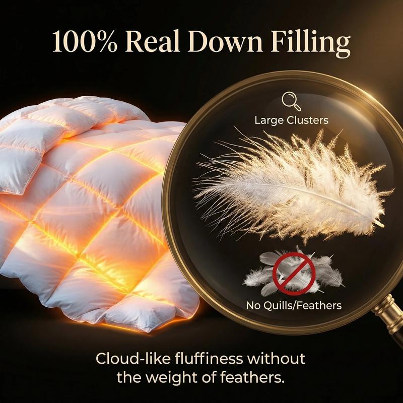 Cosybay Goose Feather Down Fiber Cotton Comforter Queen Size - 1700gsm Feather Duvet Insert - Hotel Luxury Hypoallergenic Bedding Comforter All Season Medium Warmth King Blue Premium Fluffy Breathable Bedding Duvet For Winter,Valentine'S Day Gifts For Her