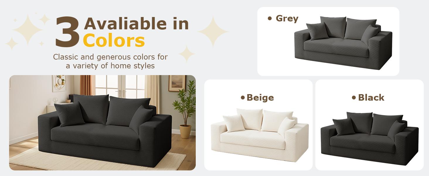 Winzoo Convertible Sofa Bed 3 in 1 Loveseat Folding Couch Bed Foldable Chaise Lounge Chair Floor Futon Sleeper Corduroy with 4 Pillows for Living Room