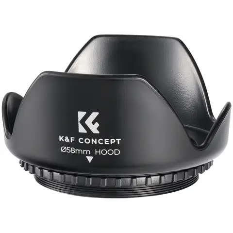 K&F CONCEPT 58mm Tulip Flower Lens Hood - Light Blocker & Dustproof Lens Protective Hood, Composite Tulip Shape for DSLR/Mirrorless Photography, Includes Microfiber Cleaning Cloth - Fits 58mm Threads, Canon/Nikon Compatible