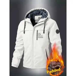 Fashion men's wear�� Men's Fleece-Lined Thick Winter Jacket with Hood - Windproof Thermal Insulated Casual Sport Coat, Machine Washable H-Body Fit for Outdoor Activities & Cold Weather, Winter Coat, Padded Comfort