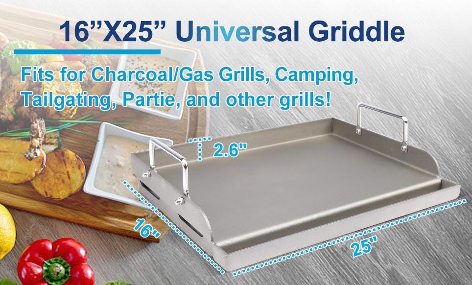 ELF GRILL 25"x16" Outdoor Flat Top Griddle Pan - Heavy-Duty Metal Cookware Compatible with Gas Grills, Stoves, Charcoal Grills & Camping Gear | Must-Have BBQ Accessory