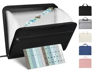Heavy Duty Accordion File Organizer with Hidden Handle, Portable 12 Pockets Expanding File Folders, Cloth Monthly Bills Receipt Organizer for Letter/A4, School Classroom Home & Office Supplies