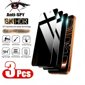 3PCS Privacy Screen Protector For IPhone 17 PRO MAX 16 15 14 13 PRO MAX PRO PLUS 16E 17AIR Compatible Phone Case, 9H Hardness, Bubble-Free, Compatible with iPhone, Mobile Accessories