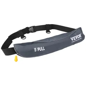 VEVOR Manual Inflatable Belt Pack for Adults, 105N Buoyancy, Over 80 Pounds and Up to 59 in Waist Adjustable, Inflatable PFD Waist for SUP Paddelboarding, Kayaking, Gray (CO2 Cylinder Not Included)