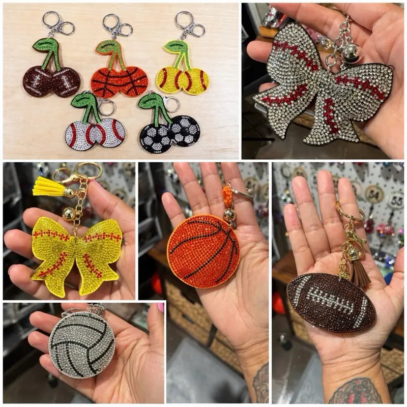 Sports Rhinestone Bag Charms / Keychains Unique Design for Everyday Use