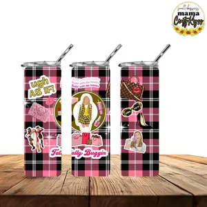 Nostalgia 90s Pink Clueless Themed 20oz Steel Tumbler Drinkware Reusable Portable Stainless