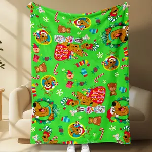 Cute Christmas Cartoon Soft Plush Blanket Winter Warm Throw for Kids Cozy Sofa Bed Office Travel Perfect Holiday Gift