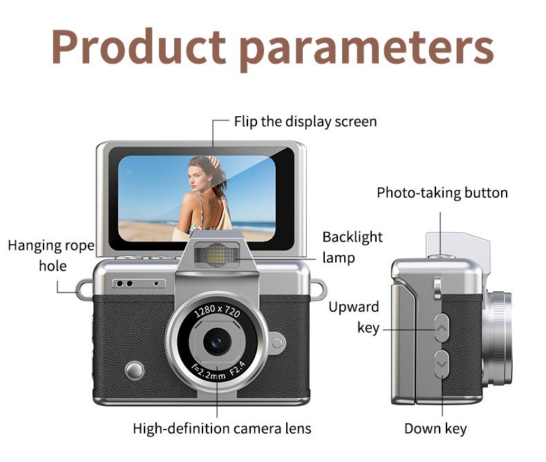 Mini Keychain Digital Camera – Pocket-Size Camera 1080P HD with 1MP Lens, Flash & 0.96" Screen, 32G Card & Charging Cable Included, Retro Vlog Camera for Travel, Concerts, Kids & Instant Party, Sparkling Rose Gold