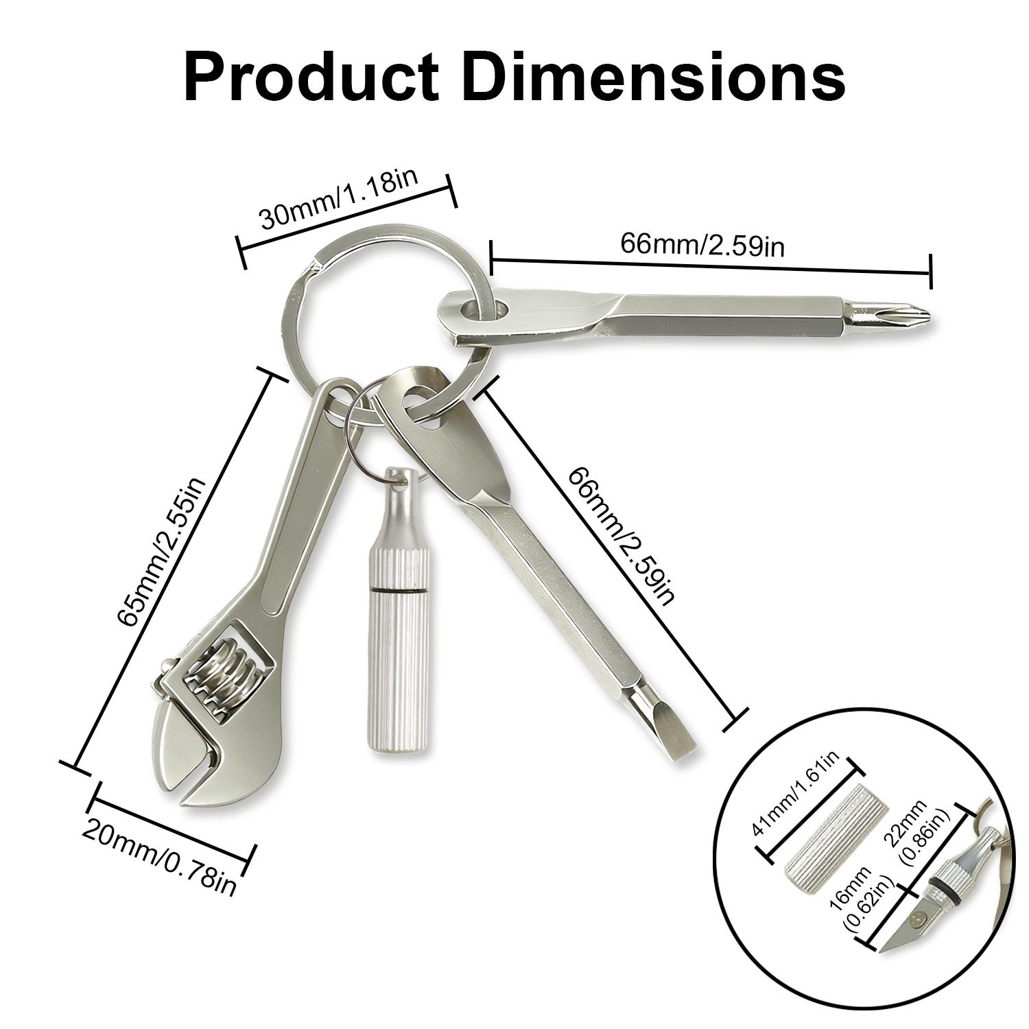 VAYWET 4-in-1 Pocket Mini Tool Keychain, EDC Mini Repair Tools: Letter Opener, Screwdriver, Copper Pocket, Pocket Wrench Keychain Metal Spanner Key Ring Pendant Gift Outdoor Camping Bicycle Motorcycle Repair Multifunctional Kit Maintenance Hand Tools
