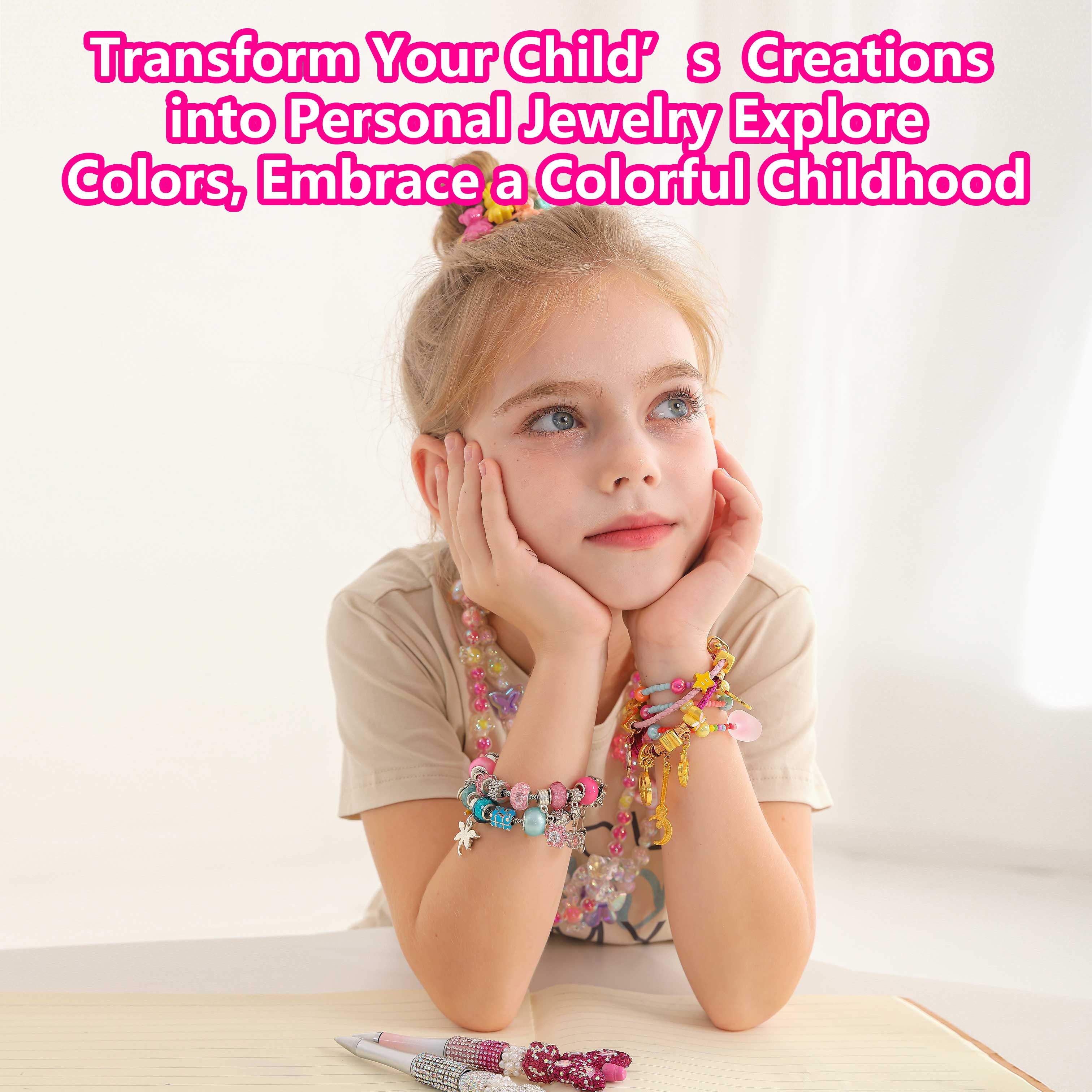 DIYJOJO The girls treasure gift box , Bead Pen Bracelet Necklace  Headdress making kit,Christmas Birthday Festivals Gift.