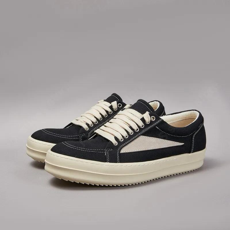 Men Twill Canvas Low Top Casual Shoes Women Sneaker Owens Shoe Men Lace Up Black Canvas Shoes Retro Flat Sneakers Footwear Closed Boy Running