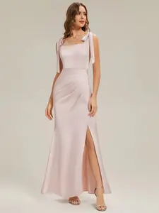Ever-Pretty 2026 New Trend Chic Square Neck Sleeveless Satin Maxi Dress with Butterfly Back & Side Slit for Bridal Party