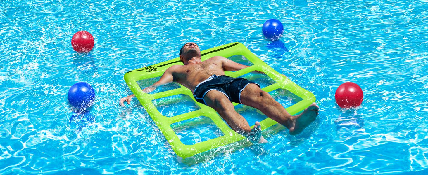 Pool Toys Games Set, Tic-Tac-Toe Inflatable Pool Toy with 10 Balls - Pool Games for Adults Teens Kids 2-10 Players - Pool Party Decorations Poolside Fun