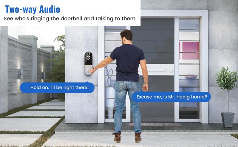Doorbell Camera Wireless, Smart WiFi Video Doorbell, 1080P, Video Doorbell Camera with 2 Way Audio, AI Human Detection, Night Vision, Cloud Storage, Battery Powered, Easy Installation, 2.4G WiFi Only