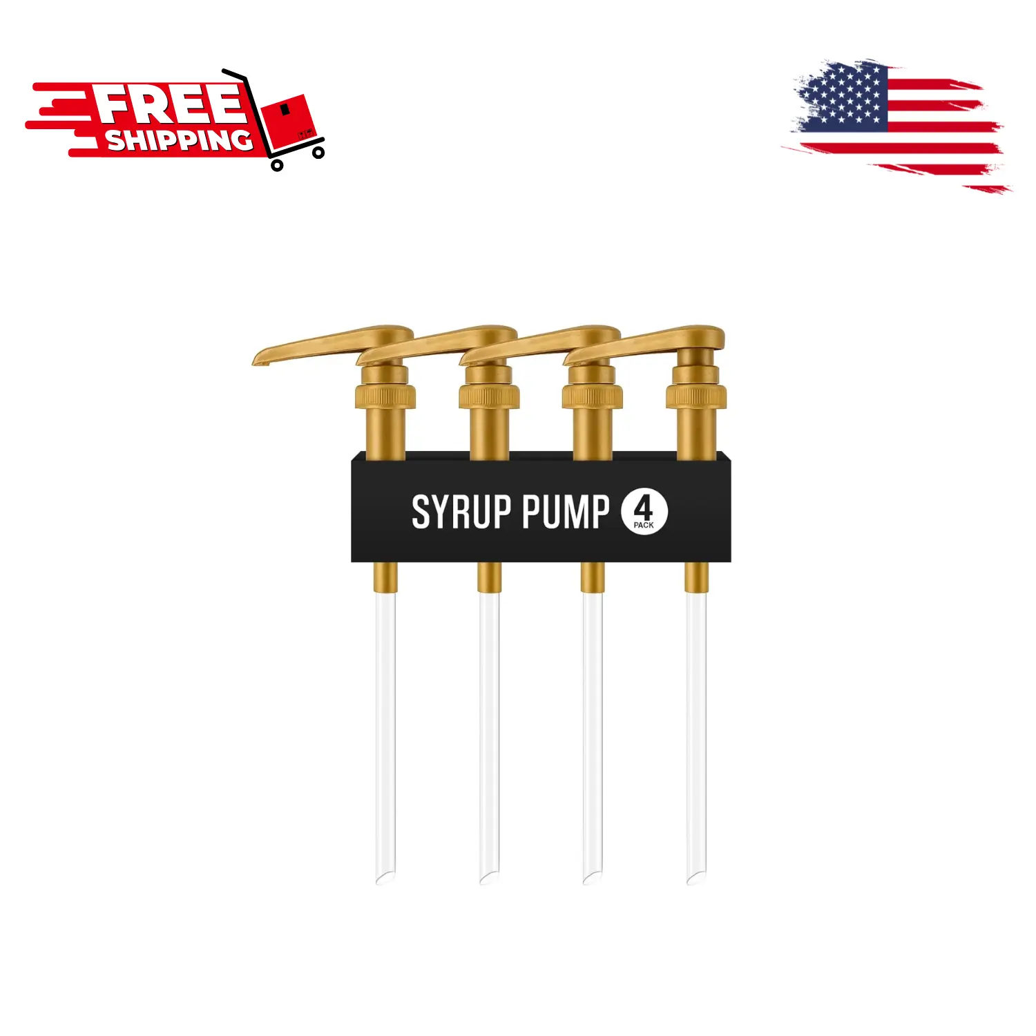 Syrup Pump for Coffee Syrup Bottles – 4-Pack Dispenser Pumps Fits 750ml / 25.4 oz