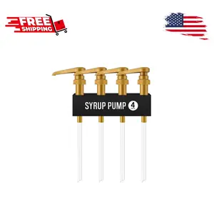 Syrup Pump for Coffee Syrup Bottles – 4-Pack Dispenser Pumps Fits 750ml / 25.4 oz