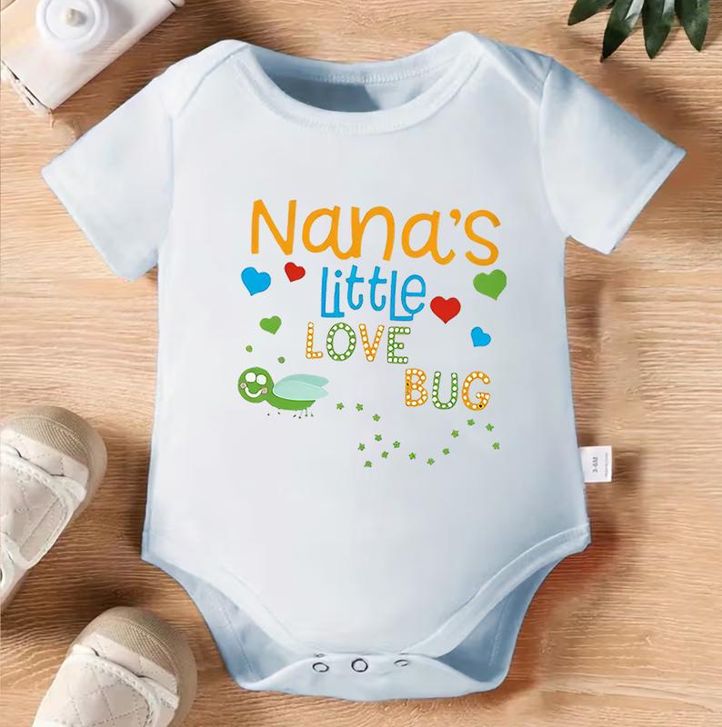 1pc Baby Crawling Suit - Heather Gray Onesie with "Nana's Little Love Bug" Print - Soft Cotton Outfit for Newborns & Toddlers 0-3 Years - Perfect Family Gift - Machine Washable Infant Wear