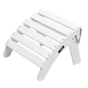 【FathersDayGift】VEVOR Adirondack Ottoman,  , 17.7L x 19.7W x 13.8H Inch HDPE Plastic Folding Adirondack Ottoman, Weather-Resistant Foot Rest for Adirondack Chair, Widely Used for Outside Porch Pool Lawn Backyard, White