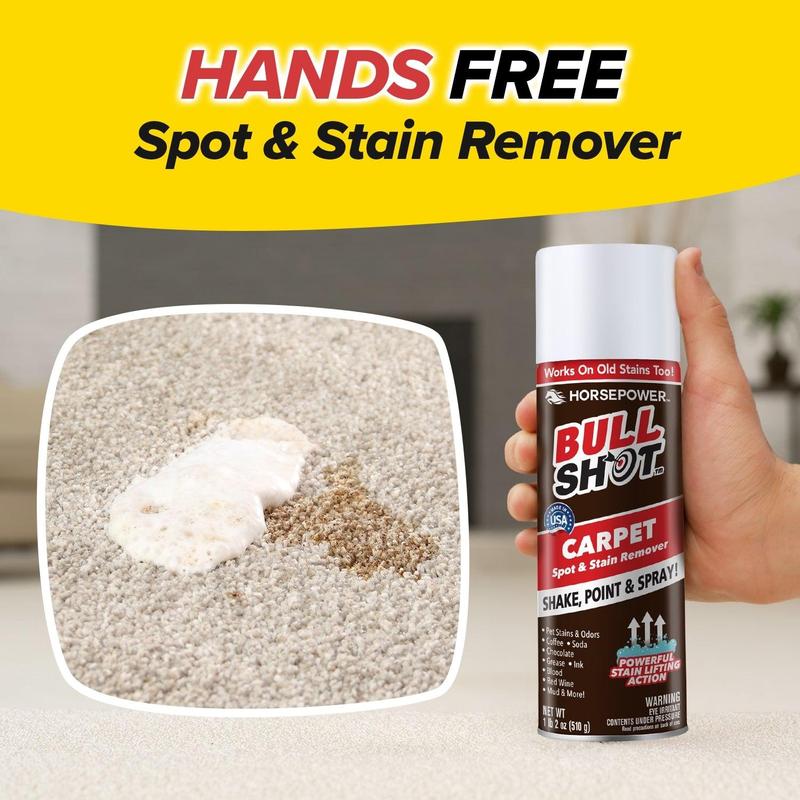Horsepower Bull Shot Carpet Spot & Stain Remover, Coffee, Wine, Grease, Ink, Pet Stains Spray Cleaner for Rugs Household Cleaning