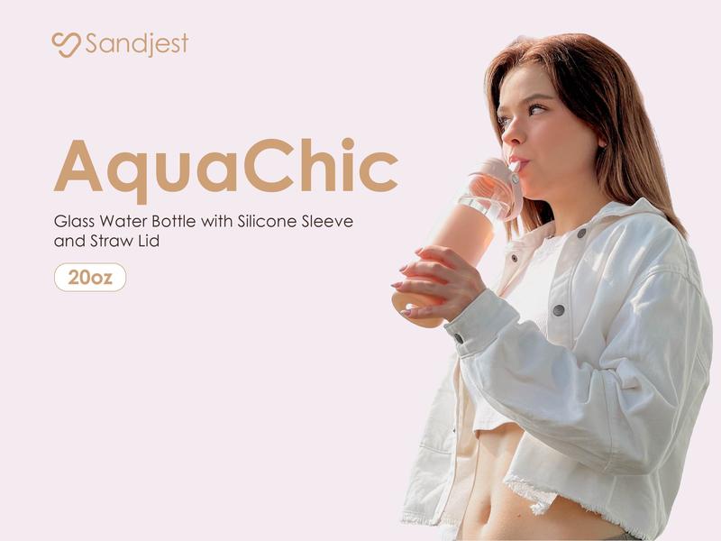 Sandjest Glass Water Bottle 20oz with Silicone Sleeve and Straw Lid, Reusable Portable Drinking Bottle for Home Office Travel Gym Sport Christmas Gift Sandjest Glass Water Bottle 20oz with Silicone Sleeve and Straw Lid, Reusable Portable Drinking Bottle for Home Office Travel Gym Sport Christmas Gift