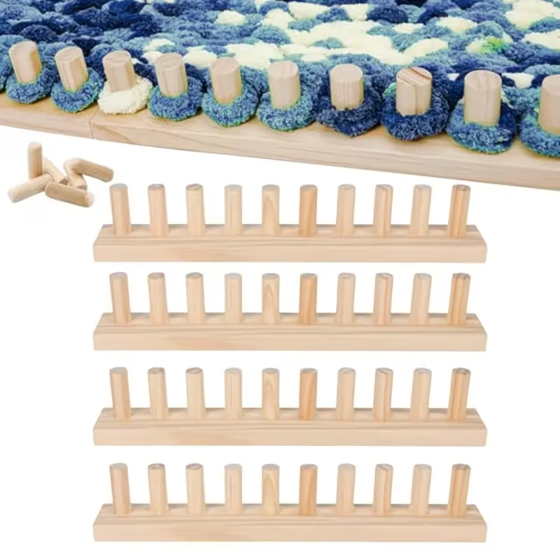 4pcs 62-Inch Natural Solid Wood Hand Weaving Frame Kit - Split Splicing Design, Adjustable Height-Width, Beginner-Friendly Wool Yarn Tool, Thick Knitting for Blankets, Compact Storage, Home Use, Holiday Gift