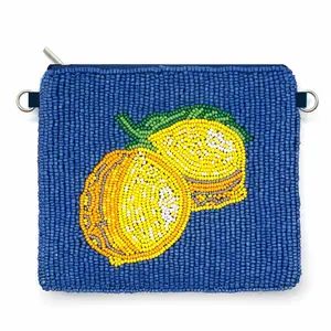 Lemon Beaded Coin Purse