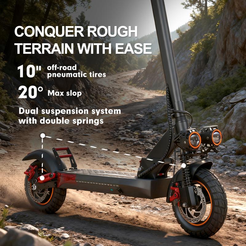 Mankeel MX-14 28mph Dual Suspension E-Scooter - 800W Max Power, 10"Tire, 40 Miles Long Range, Dual Disc Brakes, Easy Folding Commuting E-Scooter，Dual Spring Suspension
