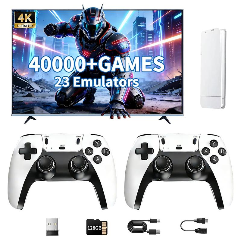 2026 All-New Upgrade M15 Retro Gaming Stick Pro 128GB 4K Video Game Console with 40000+ Classic Games 23 Emulators Dual 2.4G Wireless Controllers Plug and Play for TV Portable Electronic