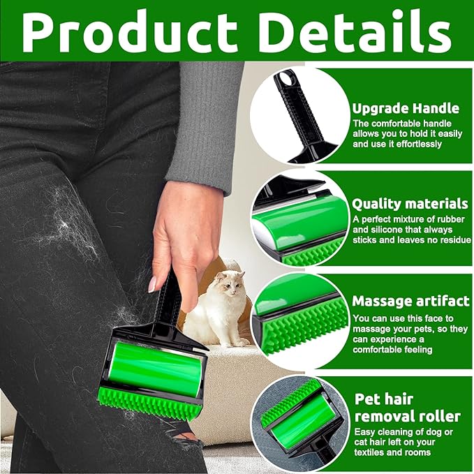 Washable Reusable Gel Lint Roller for Pet Hair, Dog Cat Pet Hair Remover for Clothes, Laundries, Dust Fuzz Fur - Sticky Cleaner - Fur Removal Tool