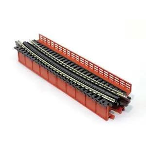 Kato KAT20-465 Single-Track Curved Deck-Girder Bridge, Code 80 Track - Assembled - Unitrack -- 17-5/8" 448mm Radius, 15 Degrees (red), N Scale