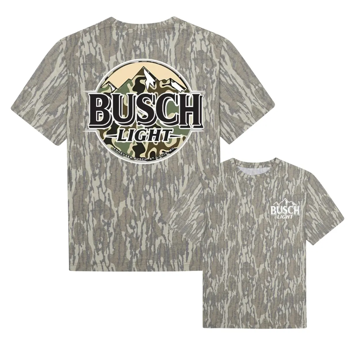 Busch Light Inspired Mossy Oak Washed Out Camo Tee - Original Bottomland T-Shirt for Men/ Girl, Stylish Design for Streetwear, Camo Shirt