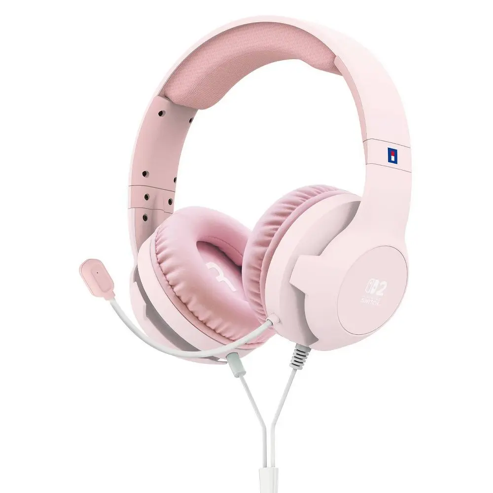 Hori Gaming Headset for Nintendo Switch 2 - Cozy Pink Gaming Peripherals with Soft Ear Cushions and Sound Isolation