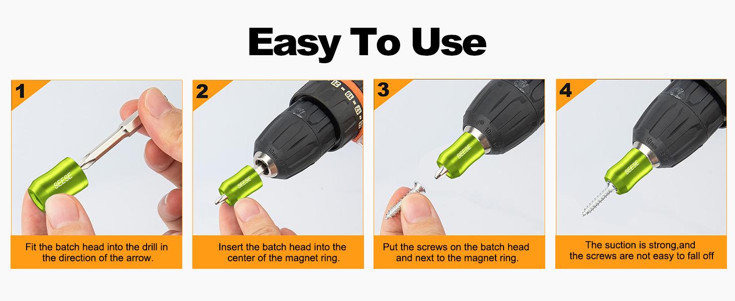 SEESE 2 Pcs Strong Magnetic Screw Ring, 1/4 Inch/ 6.35 mm Universal Magnetic Screw Ring Bit for Hex Screwdriver and Power Bits,Holiday gifts