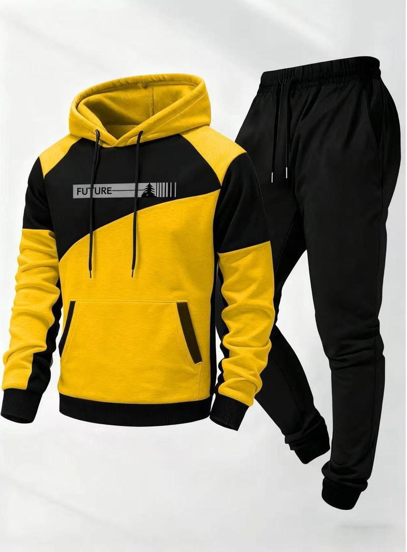 2025 Fashion Trend Hooded Velvet Set with Personalized Patterns Simple Versatile Casual for Daily Use Hoodie & Matching Pants