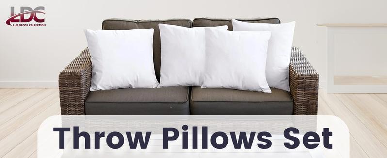 Lux Decor 4 Pack Throw Pillows - Hypoallergenic Durable Fillings Square Cushion, Soft, Fluffy & Lightweight Decorative Stuffer Pillows Insert-Machine Washable-Home Decoration Essentials-Versatile Decor Items