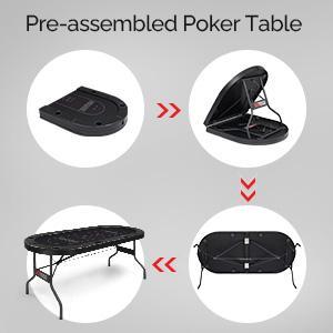 PEXMOR 8 Player Foldable Poker Table, Folding Texas Holdem Blackjack Casino Game Table w/Deeper Stainless Steel Cup Holders| Casino-Grade Felt| Water-Resistant Cushioned Rail, Fully Assembled