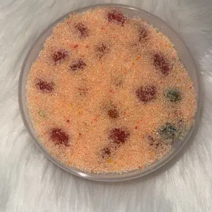 Sour Dour Bites 8oz Container Peach Flavor Chewy Tangy Candy Sweet Bonbon Snacks Treats Fruity Gel Interior Citrusy Tangy Exterior - Cherry, Lemon