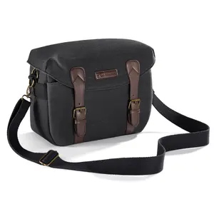 【K&F CONCEPT】Concept Sling Camera Bag, Crossbody Photography Camera Shoulder Bag SLR DSLR Canvas Camera Case Portable Bag for Women and Men, Black